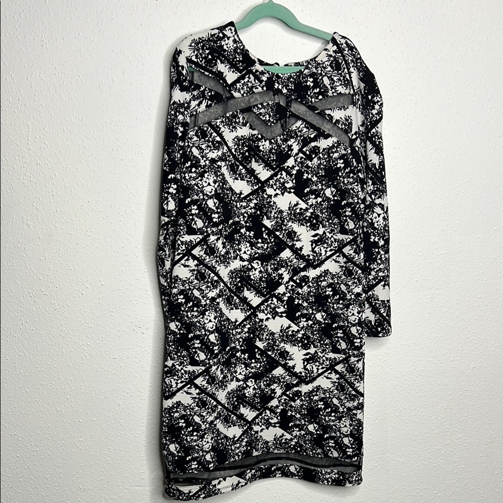 Xhilaration Black and White Cowl Neck Sheath Midi Dress